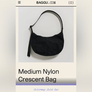 NWT Baggu Medium Nylon Crescent Bag - Black